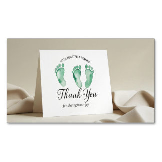 Elegante Dankeschön Card mit Baby Footprints - New Magnetische Visitenkarte