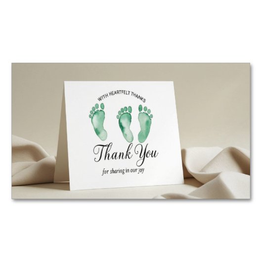 Elegante Dankeschön Card mit Baby Footprints - New Magnetische Visitenkarte (Vorderseite)