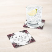 elegante Dankeschön gotische Blume Hochzeit Rechteckiger Pappuntersetzer (Vor Ort)