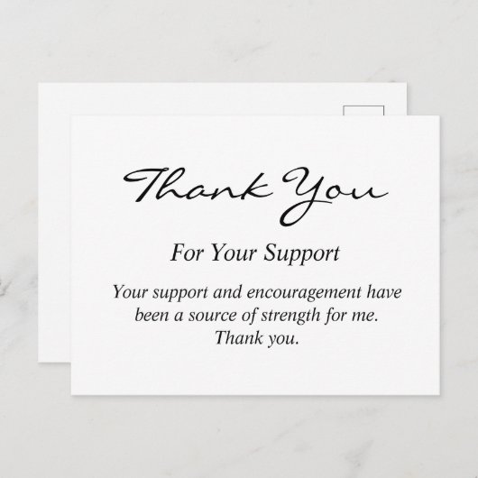 Elegante Dankeschön-Karte für Support Postkarte (Vorne/Hinten)