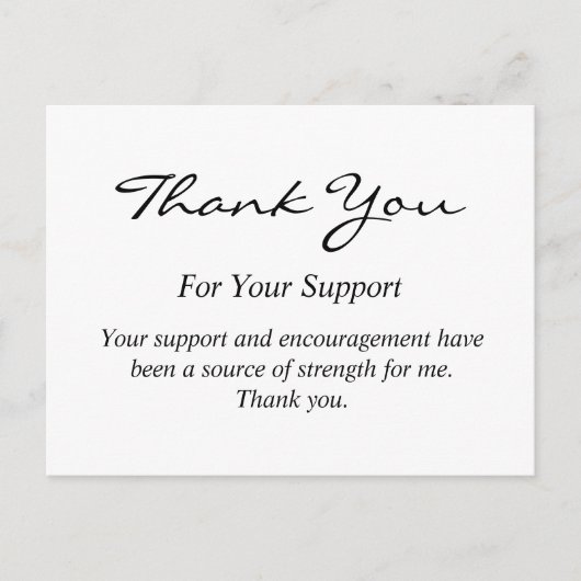 Elegante Dankeschön-Karte für Support Postkarte (Vorderseite)