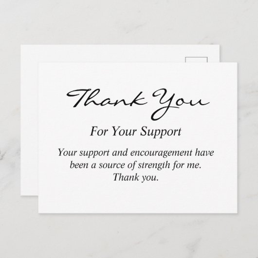 Elegante Dankeschön-Karte für Support Postkarte (Vorne/Hinten)