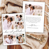 Elegante Dankeschön Script 6 Foto Collage Wedding Dankeskarte