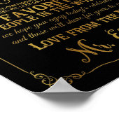 elegante Dankeschön Sie Tafel Hochzeitszeichen Gol Poster (Ecke)