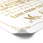 elegante Dankeschön Sie Tafel Hochzeitszeichen Gol Poster (Ecke)