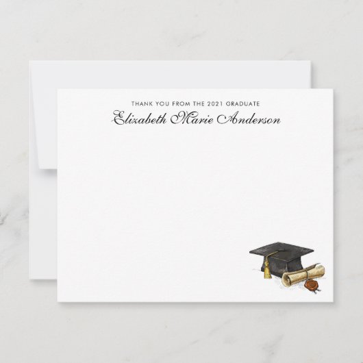 Elegante Dankeschön vom Graduate Cap Abschluss Mitteilungskarte (Vorderseite)