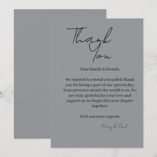 Elegante Dankeskarte (Vorne/Hinten)