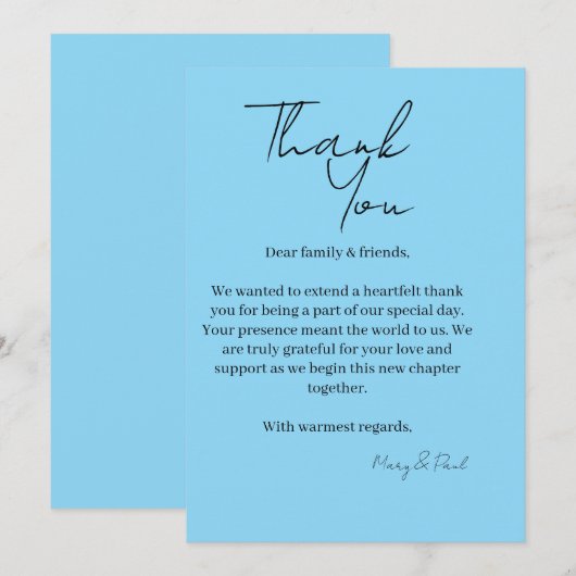 Elegante Dankeskarte (Vorne/Hinten)