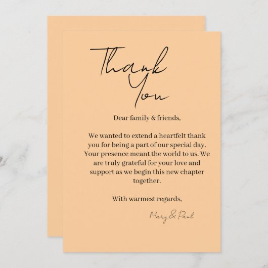 Elegante Dankeskarte (Vorne/Hinten)