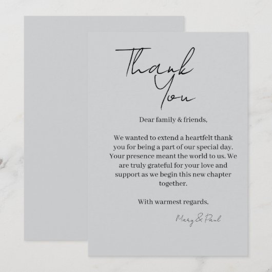 Elegante Dankeskarte (Vorne/Hinten)