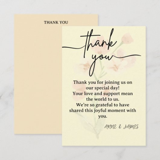 Elegante Dankeskarte (Vorne/Hinten)