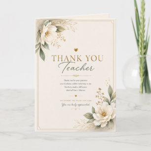 Elegante Dankeskarte für Lehrer mit Blumenmotiv Karte