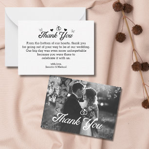 Elegante Dankeskarten-Fotografie-Hochzeit Schmette Mitteilungskarte