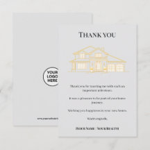 Elegante Dankeskarten für Immobilienmakler in Gold