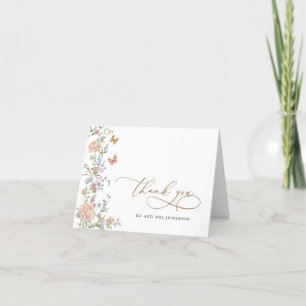Elegante Dankeskarten in Pastellrosa mit Blumendek Dankeskarte