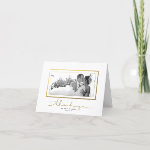 Elegante Dankeskarten mit Foto im falschen Goldrah Dankeskarte
