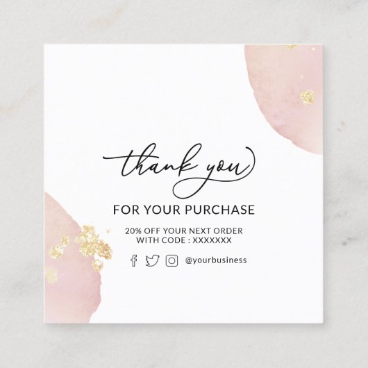 elegante Danksagkarte Quadratische Visitenkarte (Rückseite)