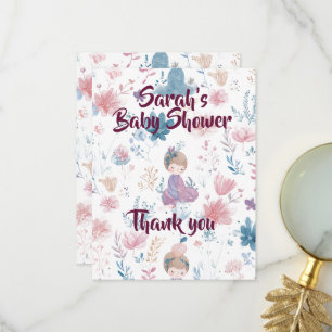 Elegante Danksagungskarte für Baby-Mädchen-Dusche Dankeskarte