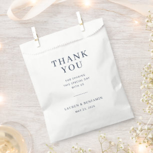 Elegante Danksagungskarte in Navy Geschenktütchen