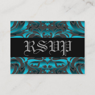 Elegante Dark Aquamarin Damask UAWG Wedding Card Begleitkarte