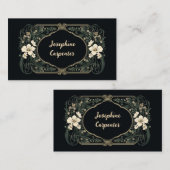 Elegante Dark Art Nouveau Floral Platzkarte (Vorne/Hinten)