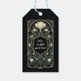 Elegante Dark Art Nouveau Floral Wedding Gift Tag Geschenkanhänger