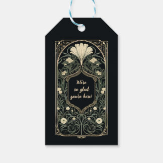 Elegante Dark Art Nouveau Floral Wedding Gift Tag Geschenkanhänger