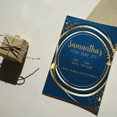 Elegante Dark Blue and Gold Prom Einladung Flyer