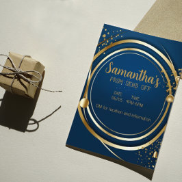 Elegante Dark Blue and Gold Prom Einladung Flyer