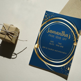 Elegante Dark Blue and Gold Prom Einladung Flyer