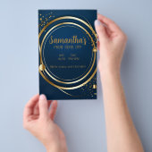 Elegante Dark Blue and Gold Prom Einladung Flyer (Handgriff)