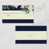 Elegante Dark Blue Blues Hochzeitsfeier Platzkarte Begleitkarte (Vorne/Hinten)