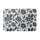 Elegante Dark Blue Floral Cream Leinwand Badematte (Vorderseite)