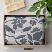 Elegante Dark Blue Floral Cream Leinwand Seidenpapier (Geschenk)