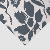 Elegante Dark Blue Floral Cream Leinwand Seidenpapier (Detail)