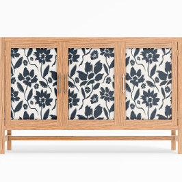 Elegante Dark Blue Floral Cream Leinwand Seidenpapier