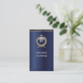 Elegante Dark Blue & Gold Accountant Business Card Visitenkarte (Stehend Vorderseite)
