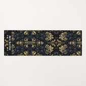 Elegante Dark Blue Gray Black Gold Blume Viktorian Yogamatte (Vorderseite (Horizontal))