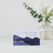 Elegante Dark Blue Marble Agate Business Card Visitenkarte (Stehend Vorderseite)