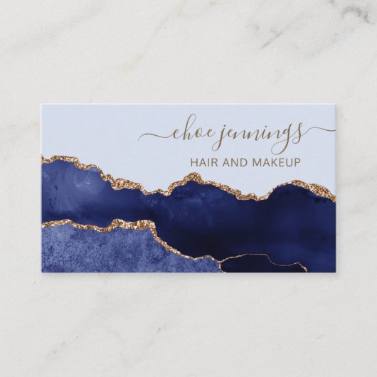 Elegante Dark Blue Marble Agate Business Card Visitenkarte (Vorderseite)