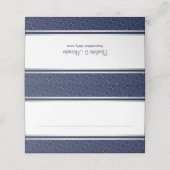 Elegante Dark Blue Silver Border Wedding Platzkart Platzkarte (Außenseite Aufgefaltet)
