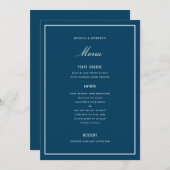 Elegante Dark Blue Wedding Menu Card Menükarte (Vorne/Hinten)