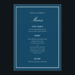 Elegante Dark Blue Wedding Menu Card Menükarte<br><div class="desc">perfekt für jeden Anlass; Farbe und Dicke der Rahmen sind bearbeitbar</div>