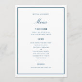 Elegante Dark Blue Wedding Menu Card Menükarte (Vorderseite)