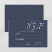 Elegante Dark Blue & White Wedding RSVP Card Karte (Vorne/Hinten)