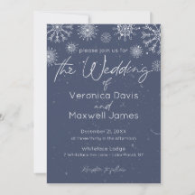 Elegante Dark Blue Winter Themed Snowflake Wedding
