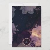 Elegante Dark Boho Rose Blumenstrauß Gold Paare Einladung (Rückseite)