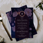 Elegante Dark Boho Rose Blumenstrauß Menükarte<br><div class="desc">Dieses Design ist Teil einer Kollektion; Bitte kontaktieren Sie mich in Touch,  wenn Sie Hilfe beim Finden von passenden Designs oder Produkten benötigen; auch in anderen Farben erhältlich</div>