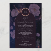 Elegante Dark Boho Rose Blumenstrauß Menükarte (Vorderseite)