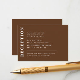 Elegante Dark Brown einfache Hochzeitsempfehlung Begleitkarte